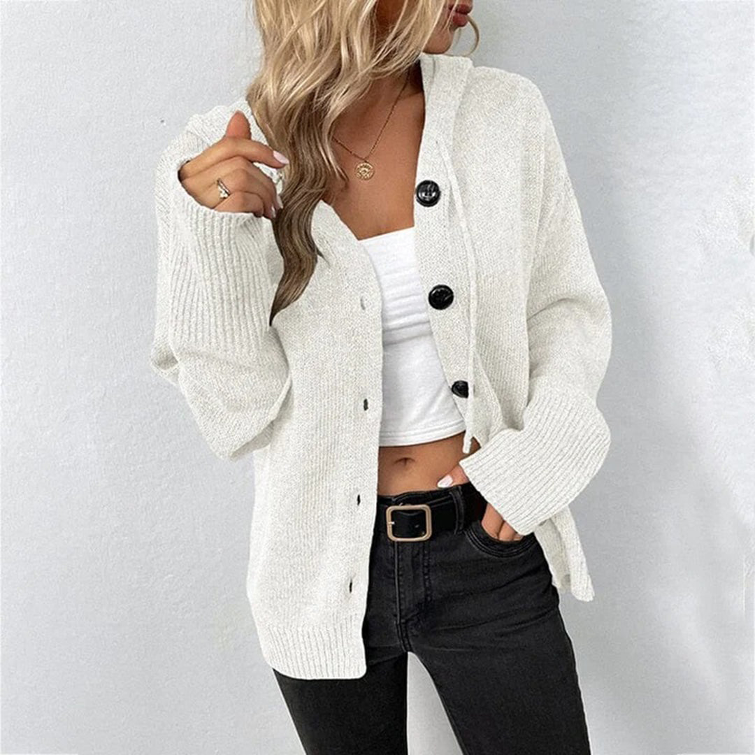 Femmes - Cardigan en tricot à capuche - Douillet et élégant