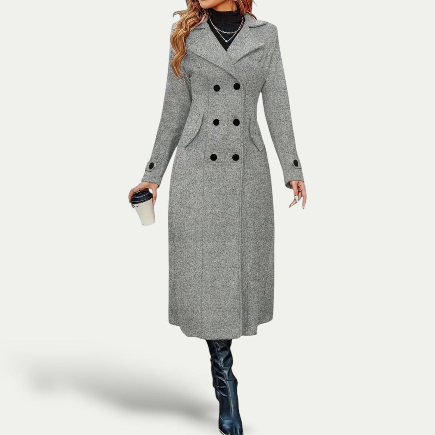 Femmes - Manteau d'hiver long - Double boutonnage