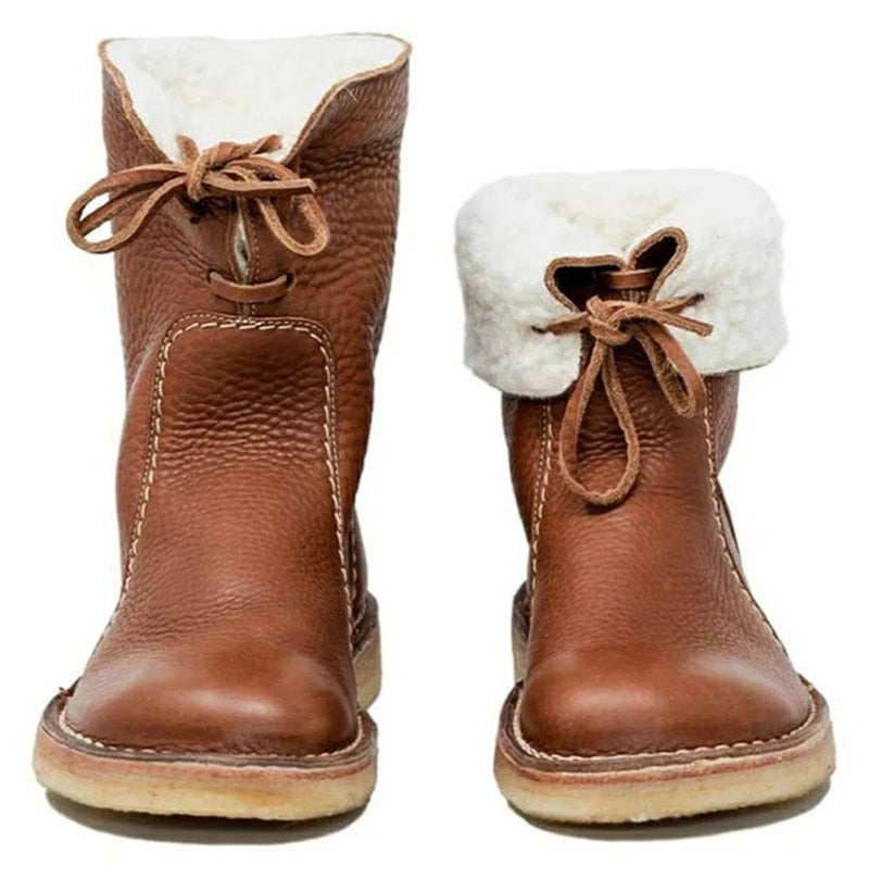 Femmes - Bottines doublées de shearling - Manchette pliable
