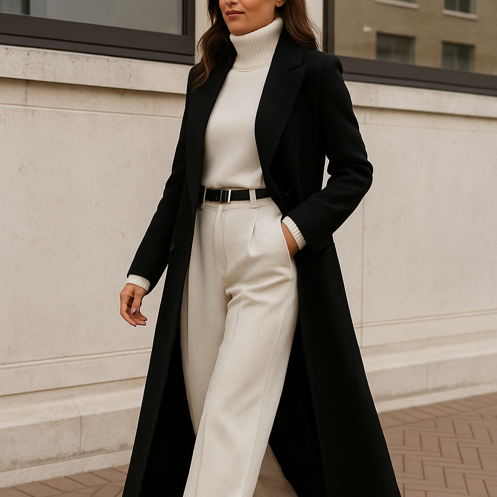 Femmes - Manteau long - Élégance hivernale sur mesure - poches - Manteau chic pour l'hiver