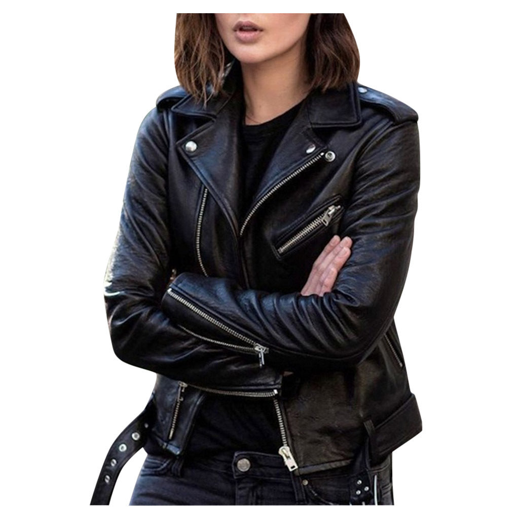 Femmes - Veste de motard décontractée - Cuir - Fermeture à glissière - Style tendance pour un look audacieux