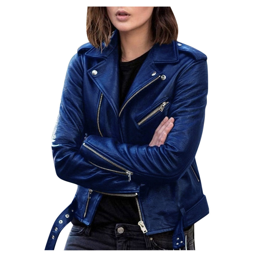 Femmes - Veste de motard décontractée - Cuir - Fermeture à glissière - Style tendance pour un look audacieux