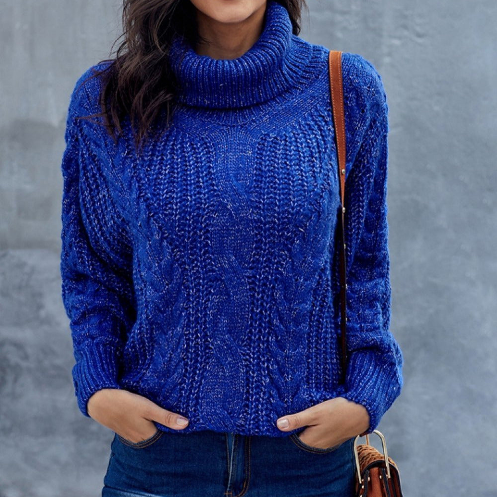 Femmes - Pull à col roulé en maille torsadée - Coupe surdimensionné