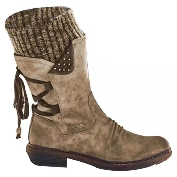 Femmes - Bottines d'hiver avec laçage - Cuir - Chaudes et élégantes - Parfaites pour les journées froides