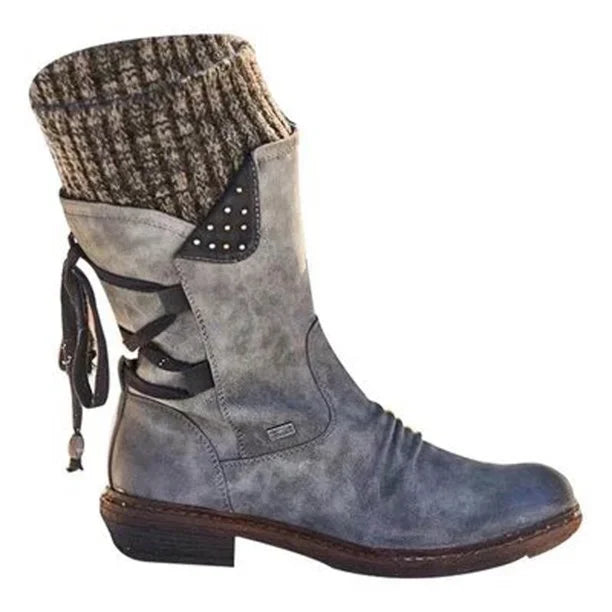 Femmes - Bottines d'hiver avec laçage - Cuir - Chaudes et élégantes - Parfaites pour les journées froides