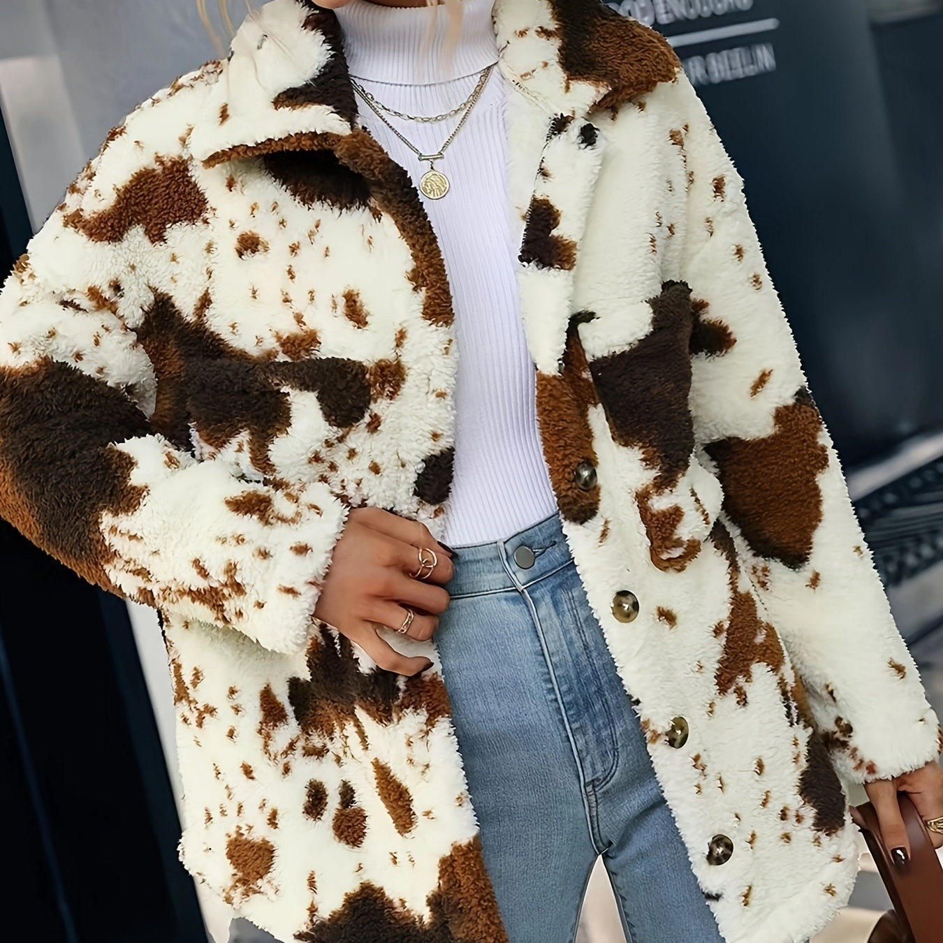 Femmes - Manteau polaire en peluche - Coupe décontractée