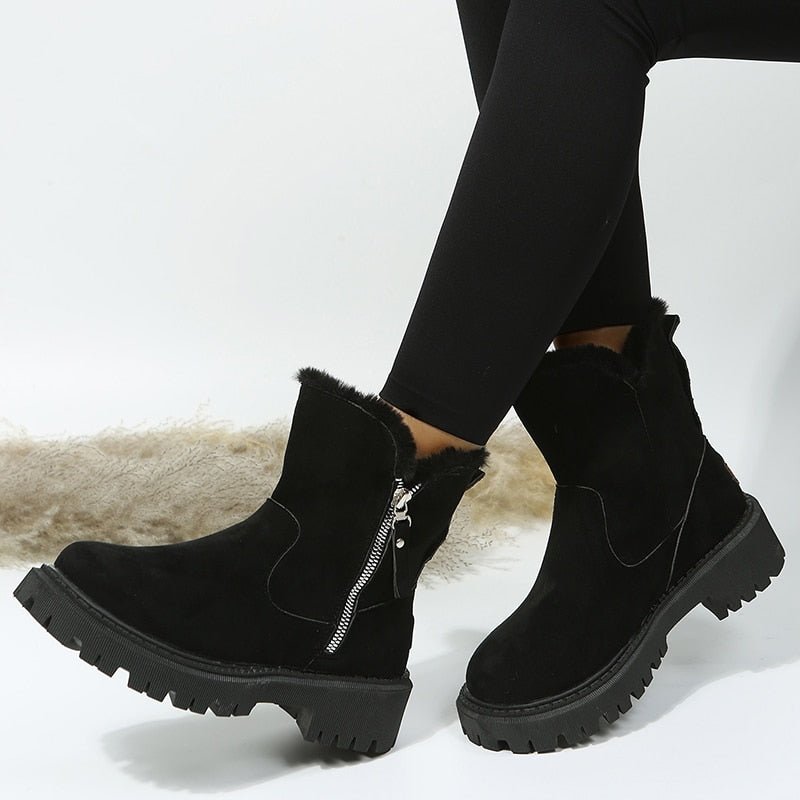 Femmes - Bottines antidérapantes - Cuir - Fermeture à glissière latérale - Confort et style