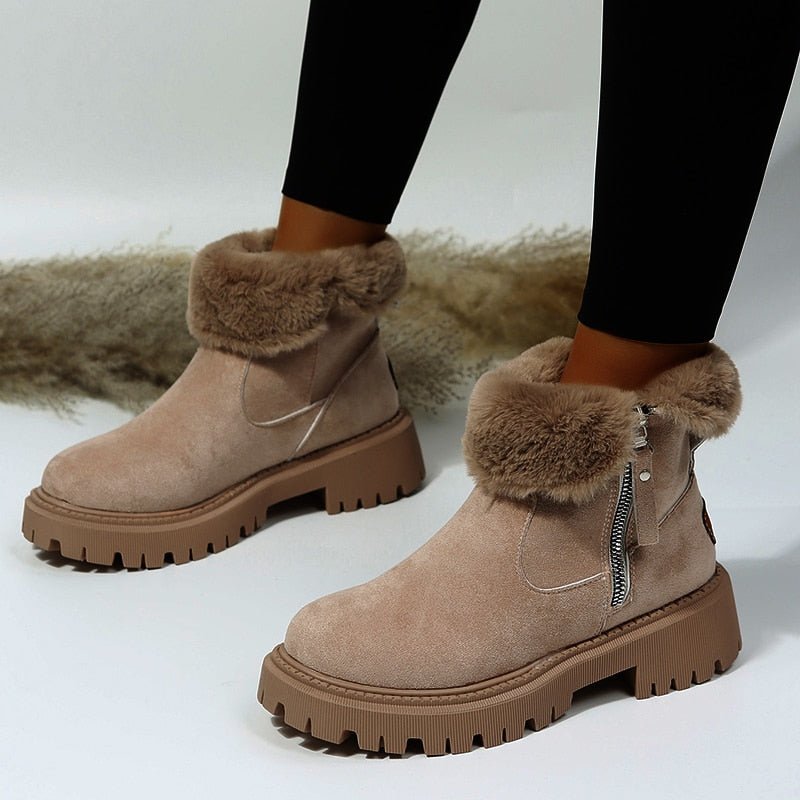 Femmes - Bottines antidérapantes - Cuir - Fermeture à glissière latérale - Confort et style