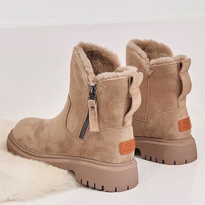 Femmes - Bottines en daim chaudes - Fermeture éclair latérale