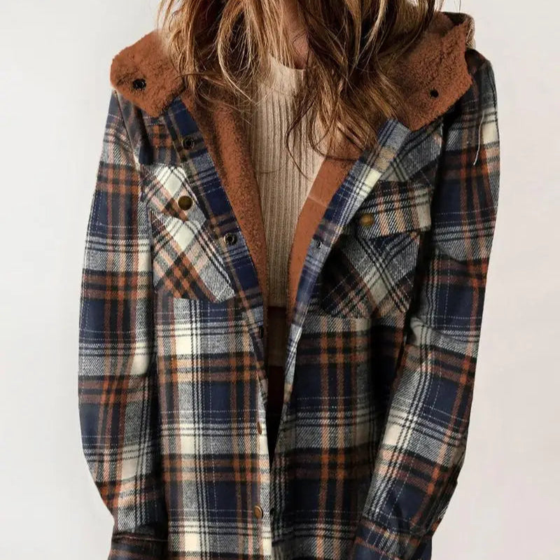 Femmes - Veste d'hiver - Carreaux classique - Doublure à capuchon - Élégance et confort pour la saison froide