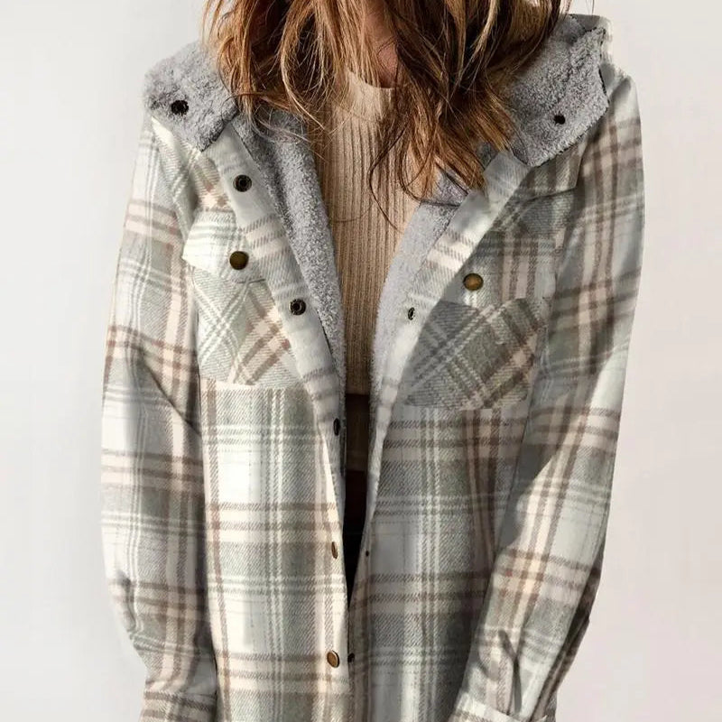 Femmes - Veste d'hiver - Carreaux classique - Doublure à capuchon - Élégance et confort pour la saison froide