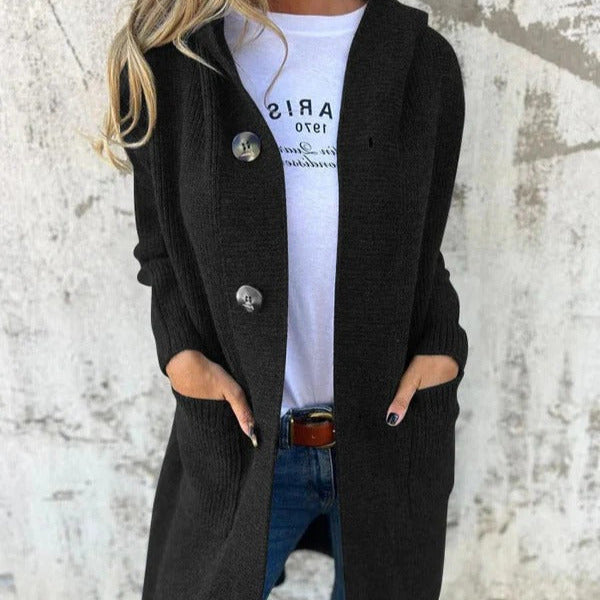 Femmes - Cardigan long en laine - coupe décontractée