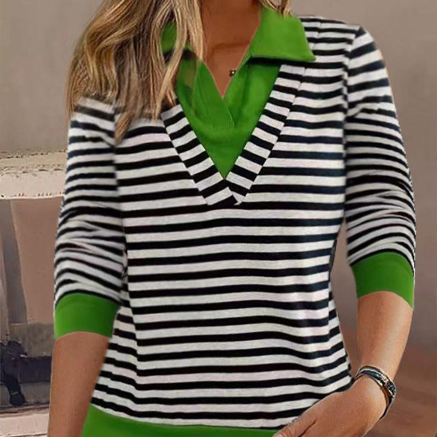 Femmes - Sweatshirt en coton rayé - Coupe Décontractée