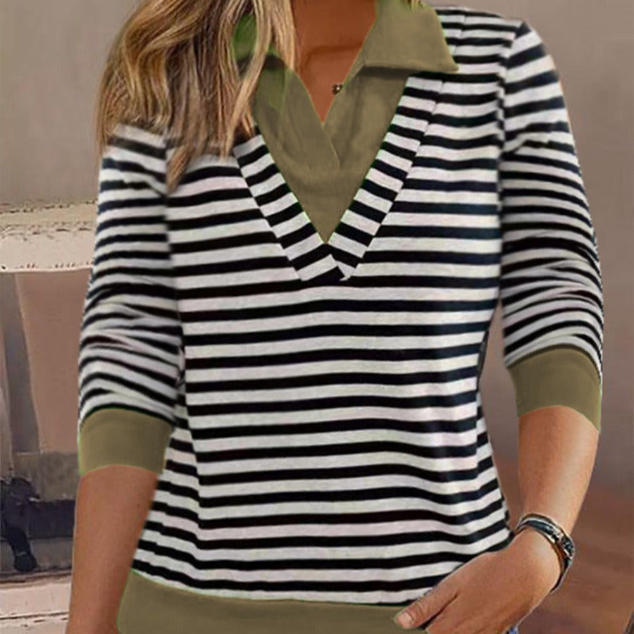Femmes - Sweatshirt en coton rayé - Coupe Décontractée