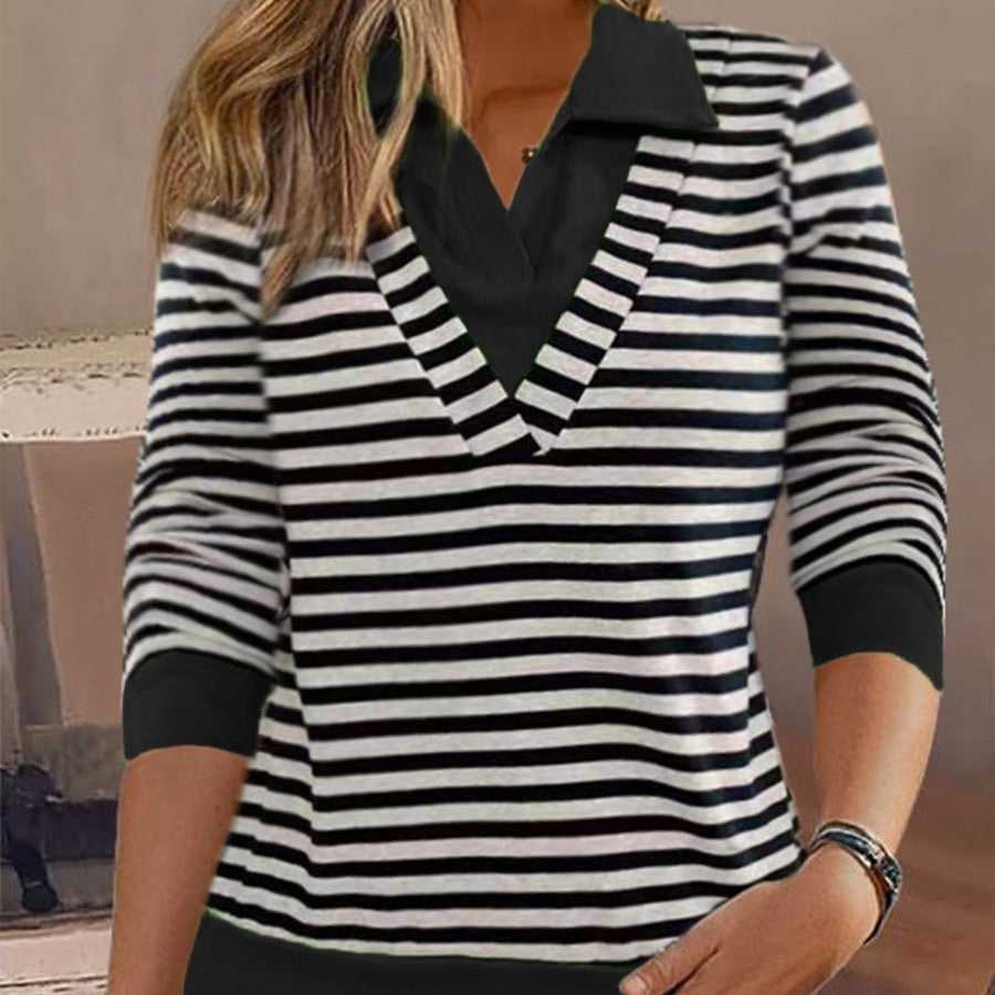 Femmes - Sweatshirt en coton rayé - Coupe Décontractée