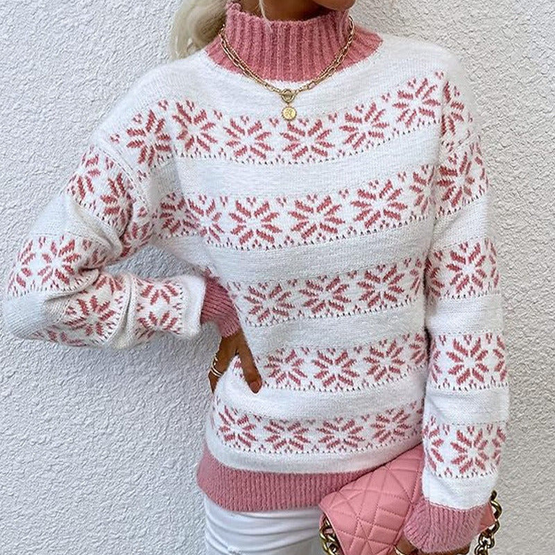 Femmes - Pull en tricot à motif de flocons de neige - Mélange de laine