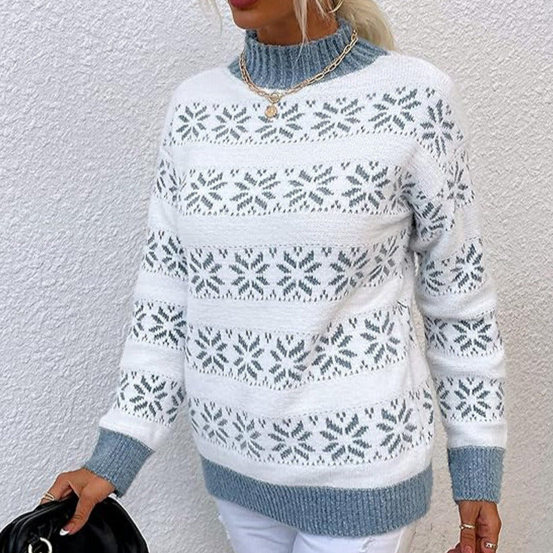 Femmes - Pull en tricot à motif de flocons de neige - Mélange de laine
