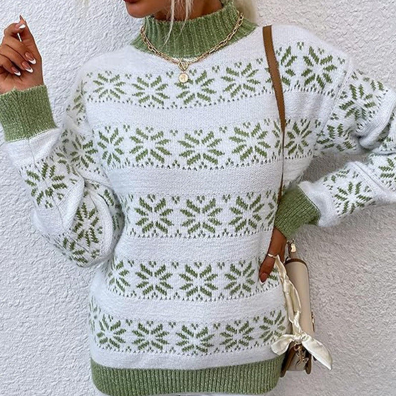 Femmes - Pull en tricot à motif de flocons de neige - Mélange de laine