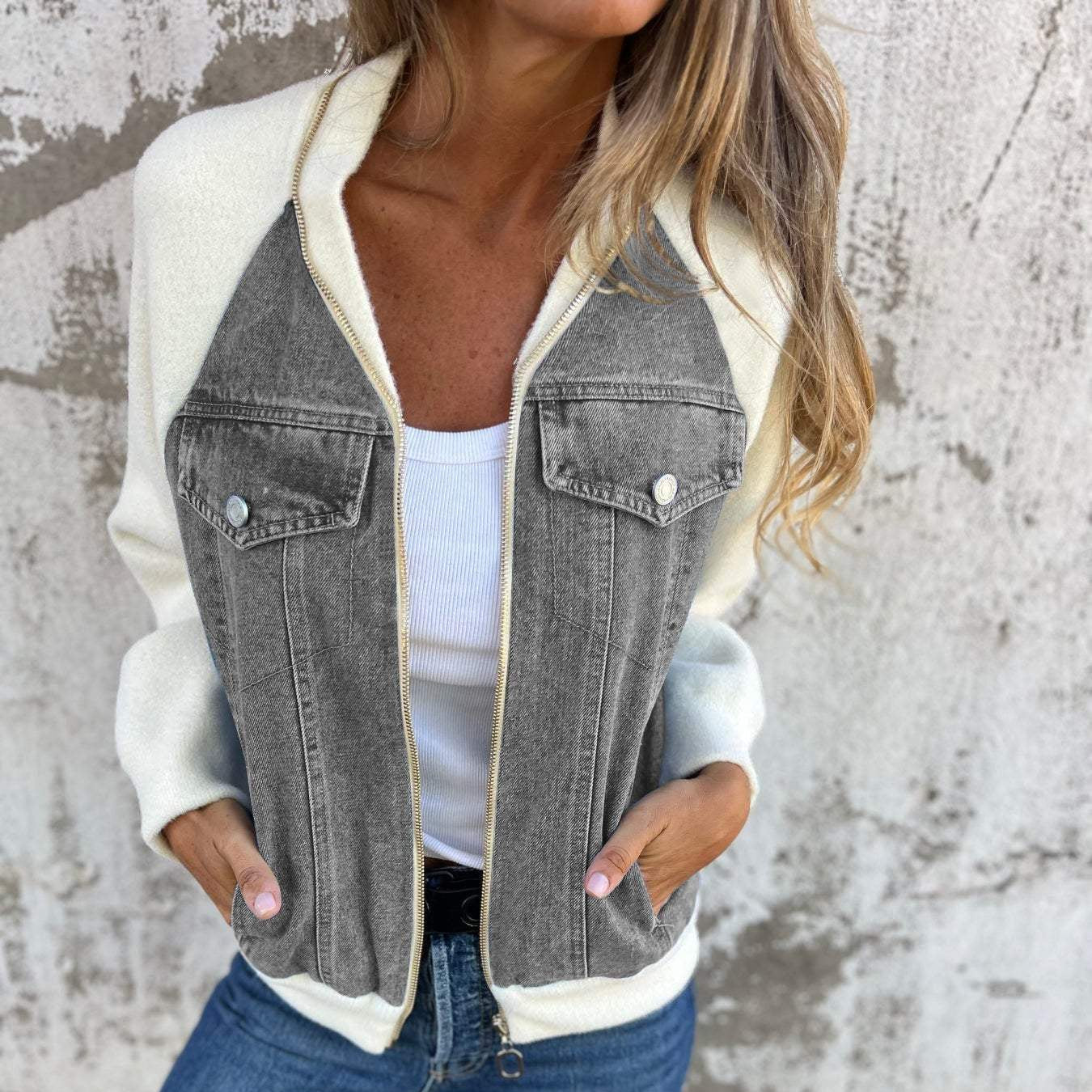 Femmes - Veste en jean classique - Denim souple et durable - Tendance et polyvalente