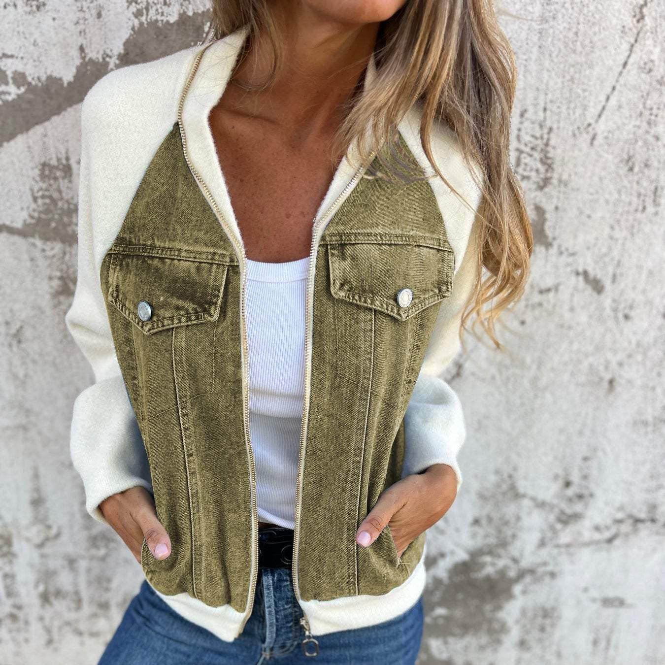 Femmes - Veste en jean classique - Denim souple et durable - Tendance et polyvalente