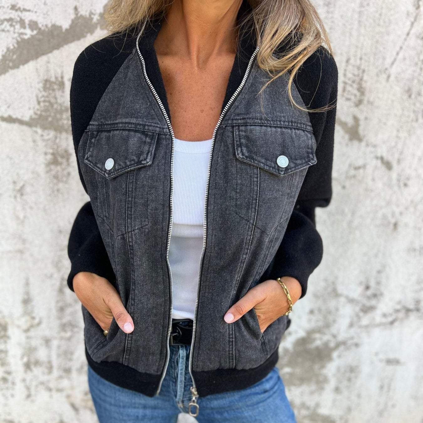Femmes - Veste en jean classique - Denim souple et durable - Tendance et polyvalente