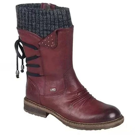 Femmes - Bottines d'hiver avec laçage - Cuir - Chaudes et élégantes - Parfaites pour les journées froides