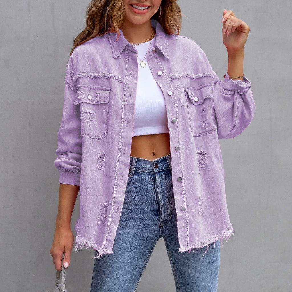 Femmes - Veste en jean décontractée - Denim de haute qualité - Style artistique élégant - Mode tendance