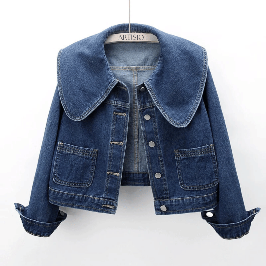 Femmes - Veste - Denim - Vintage Crop avec Col Marin - Veste Élégante pour un Style Décontracté