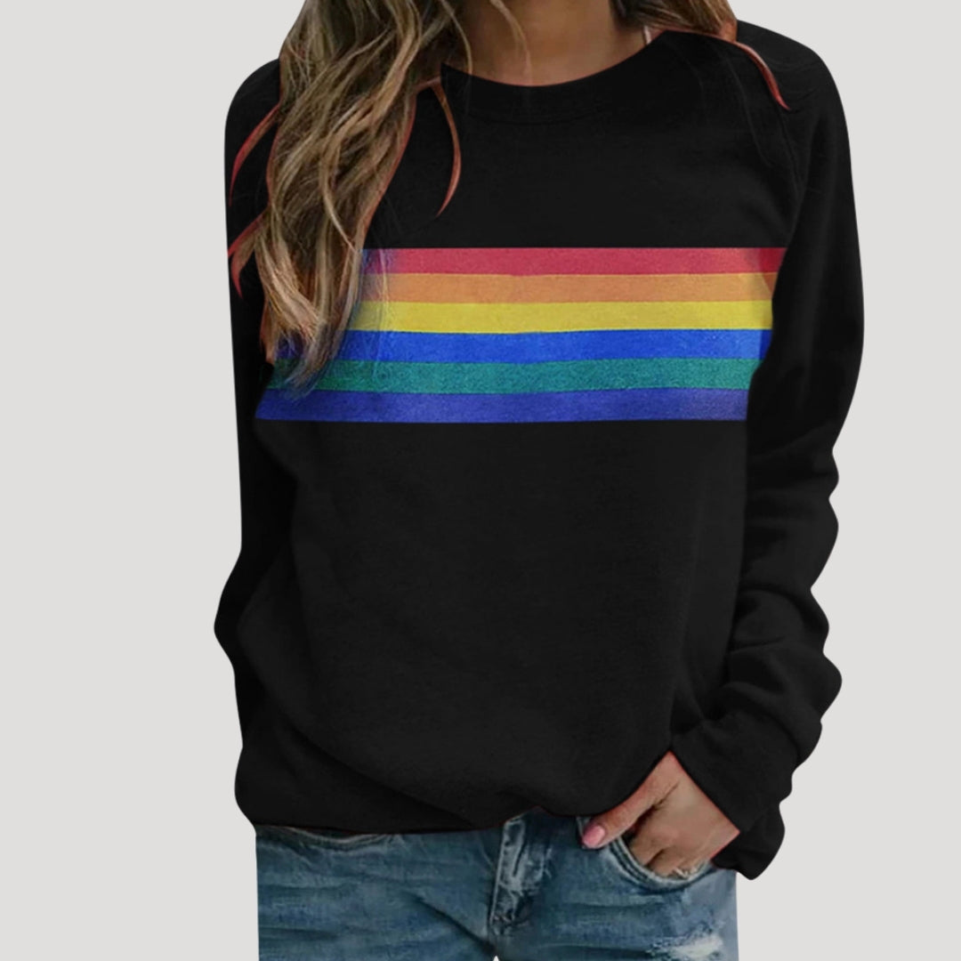 Femmes - Pull à col roulé - Rayures arc-en-ciel