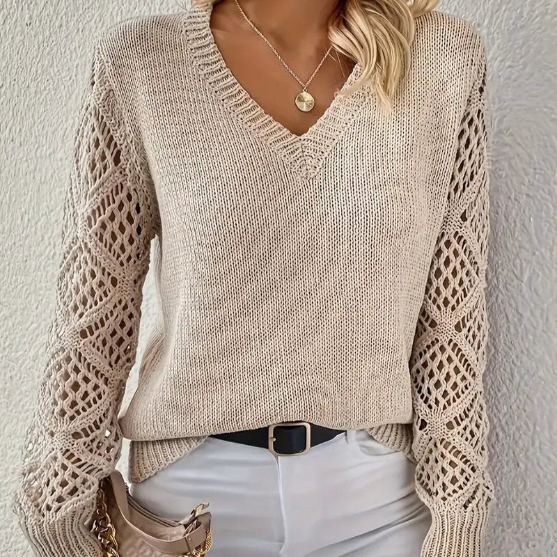 Femmes - Pull - Tricoté classique en V - Tissu mélangé d'acrylique doux - Mode tendance