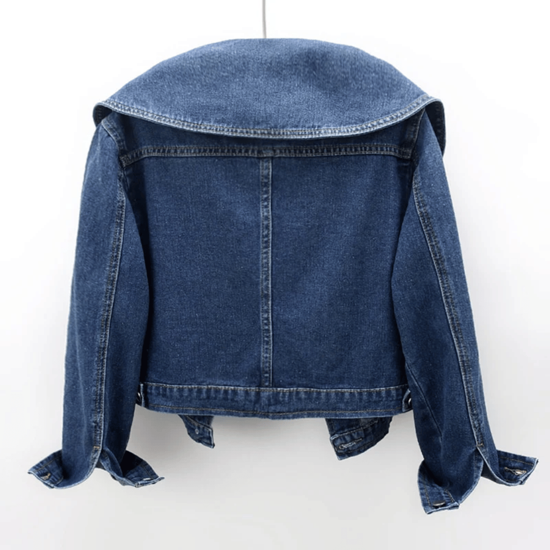 Femmes - Veste - Denim - Vintage Crop avec Col Marin - Veste Élégante pour un Style Décontracté