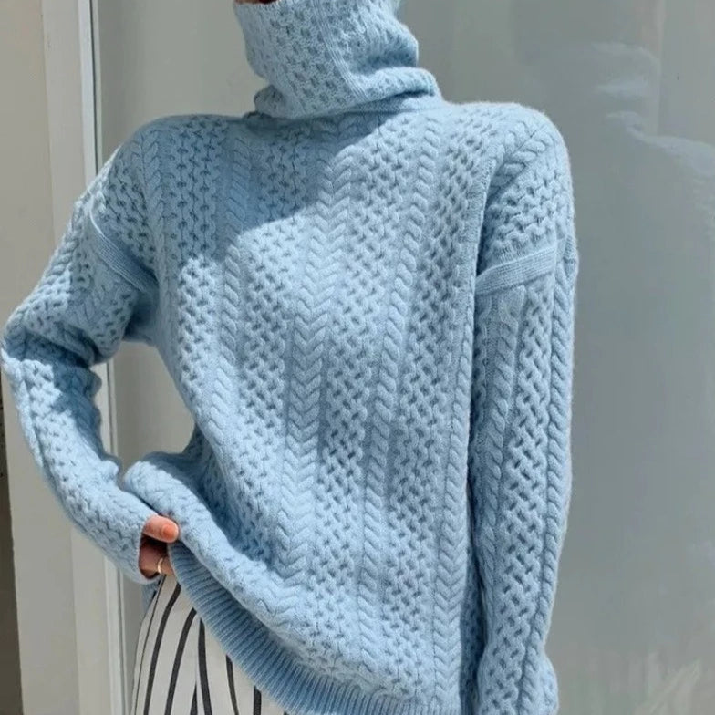 Femmes - Pull douillet à col roulé - Style tricot doux