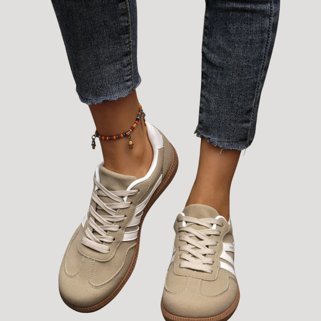 Femmes - Baskets à lacets - Matériau durable - Rayures élégantes - Chaussures confortables pour le quotidien