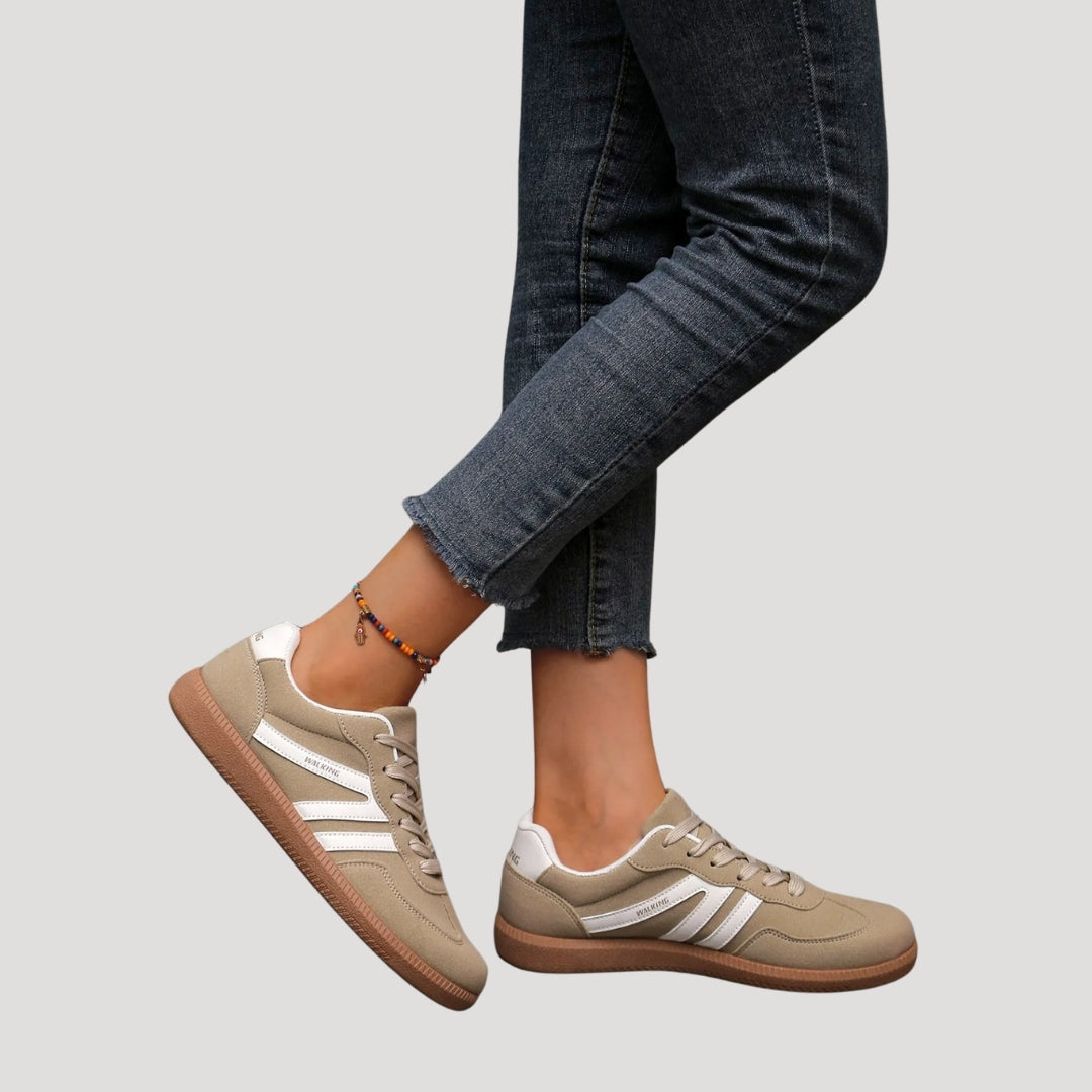 Femmes - Baskets à lacets - Matériau durable - Rayures élégantes - Chaussures confortables pour le quotidien
