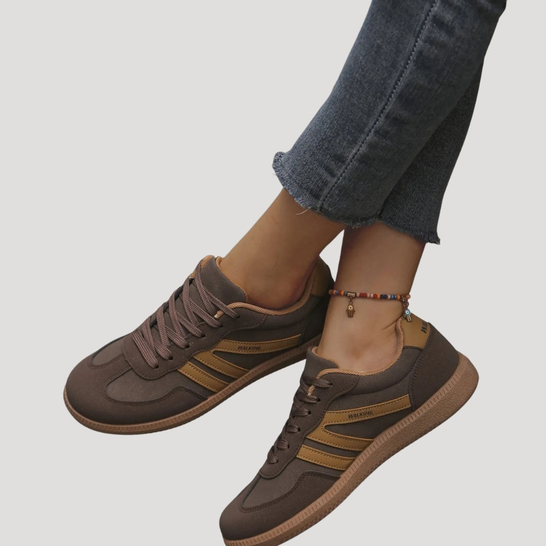 Femmes - Baskets à lacets - Matériau durable - Rayures élégantes - Chaussures confortables pour le quotidien