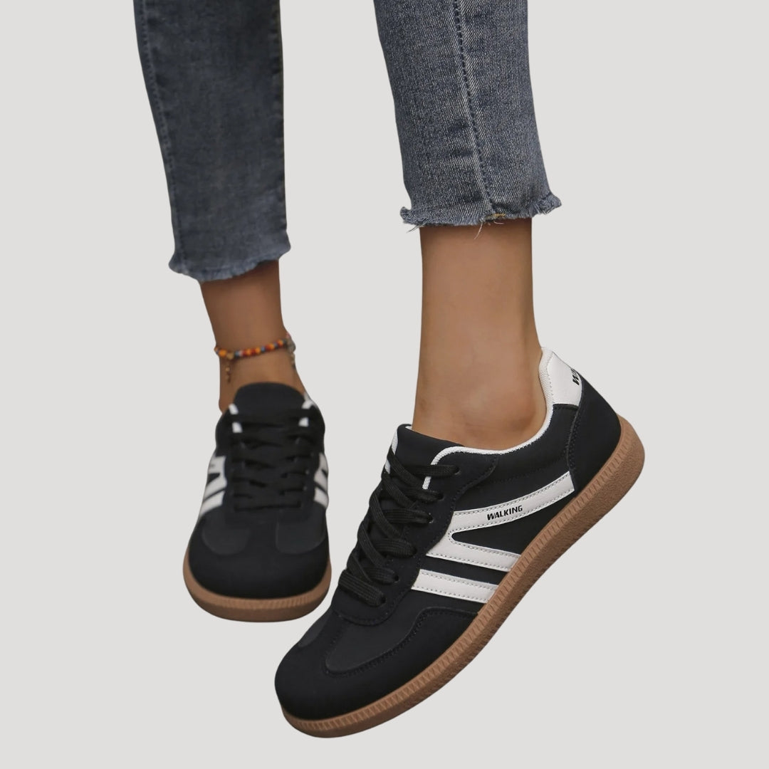 Femmes - Baskets à lacets - Matériau durable - Rayures élégantes - Chaussures confortables pour le quotidien