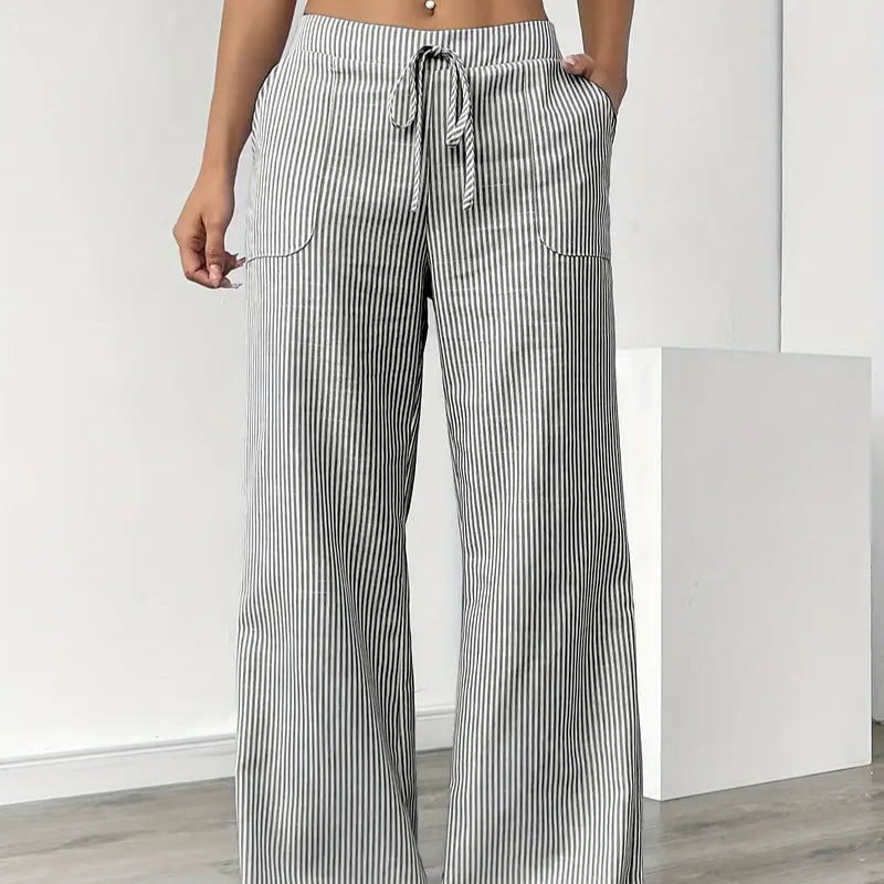 Femmes - Pantalon - Rayé tendance - Tissu confortable et stylé - Idéal pour un look chic