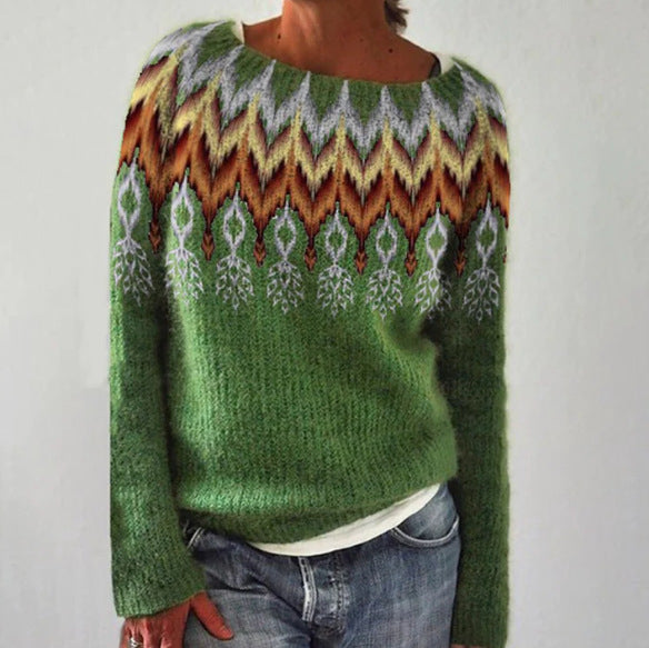 Femmes - Pull d'hiver - Tricot doux - Design rétro - Manches Longues - Confort et Style
