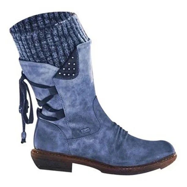 Femmes - Bottines d'hiver avec laçage - Cuir - Chaudes et élégantes - Parfaites pour les journées froides