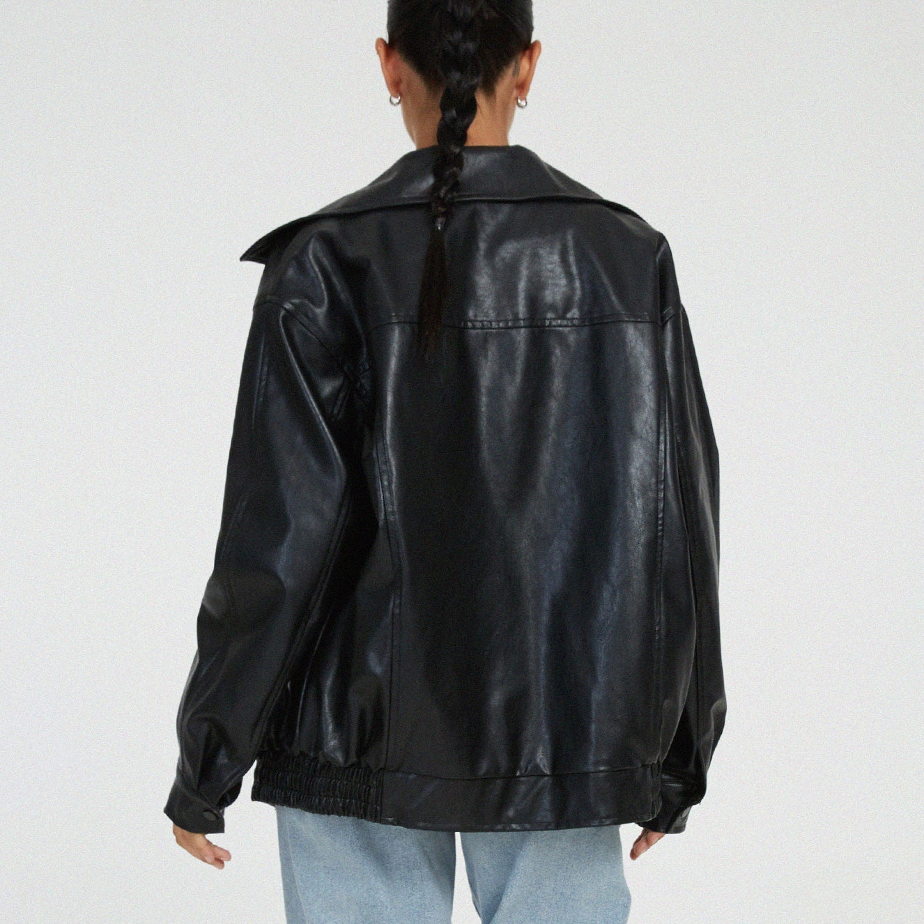 Femmes - Veste décontractée - Cuir - Col montant zippé - Élégance et confort au quotidien