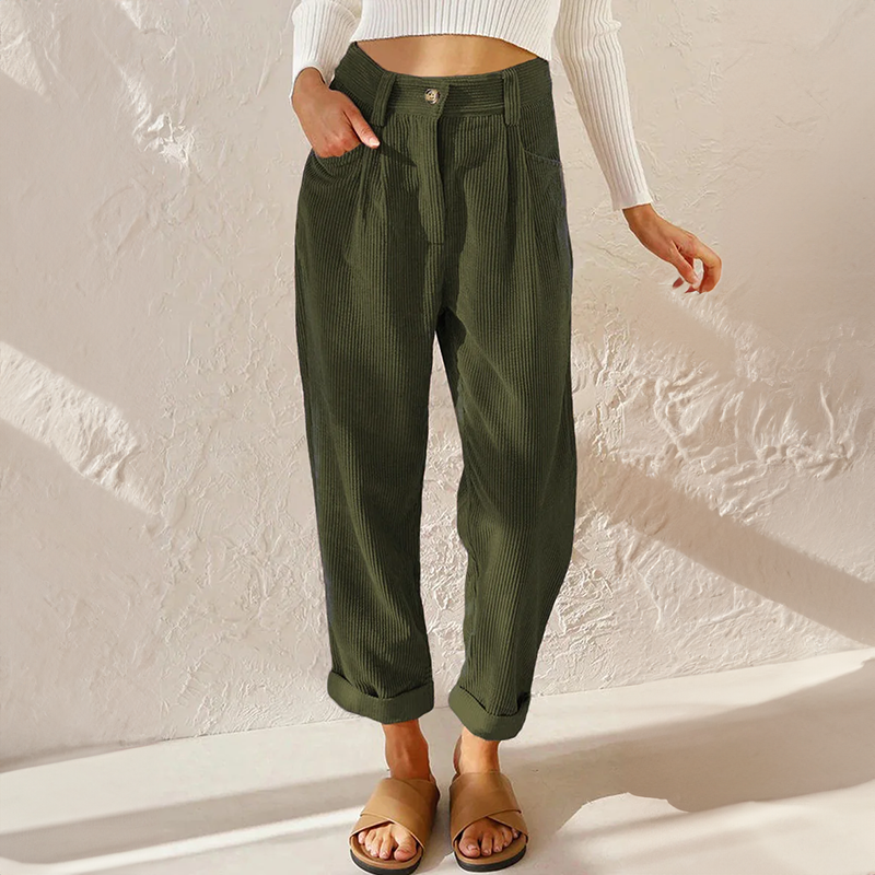 Femmes - Pantalon - Velours côtelé - Taille haute - Confort élégant et polyvalent - Mode tendance