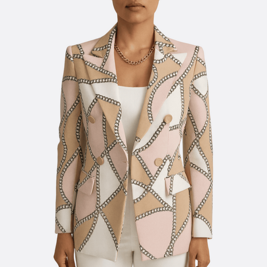 Femmes - Blazer Tailleur - Double Boutonnage - Modèles Imprimés Élégants pour un Style Chic