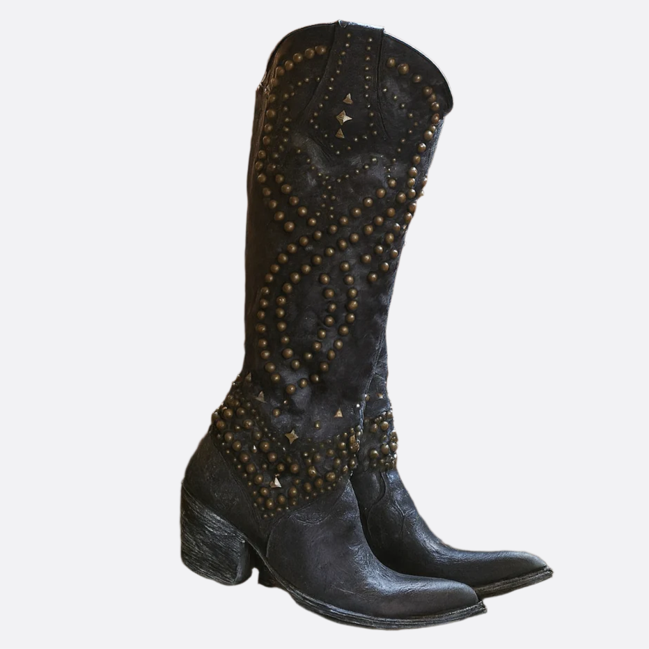 Femmes - Bottes - Rivetées en cuir - Cowboy à hauteur de genou - Style tendance et audacieux