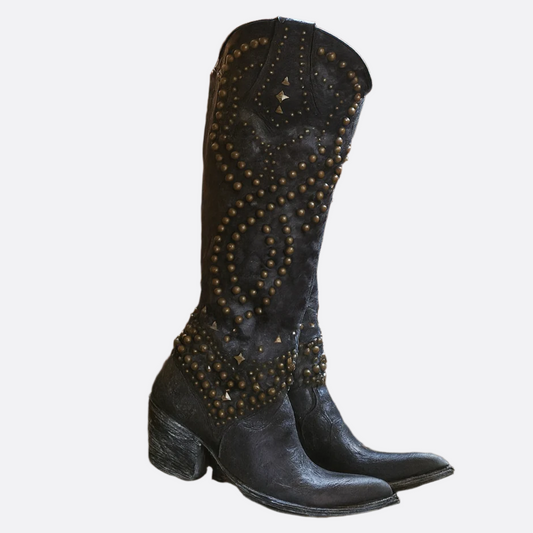 Femmes - Bottes - Rivetées en cuir - Cowboy à hauteur de genou - Style tendance et audacieux