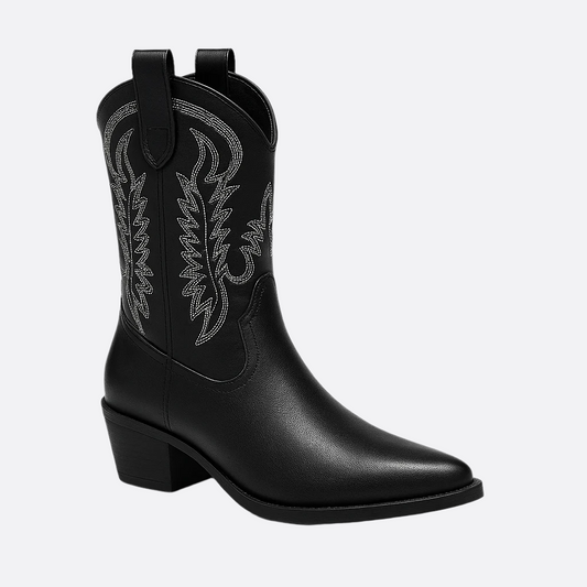 Femmes - Bottes de cowboy modernes - Cuir - Talon bloc élégant pour un style tendance