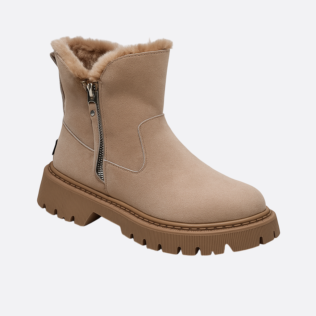 Femmes - Bottines antidérapantes - Cuir - Fermeture à glissière latérale - Confort et style