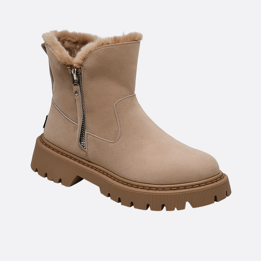 Femmes - Bottines antidérapantes - Cuir - Fermeture à glissière latérale - Confort et style