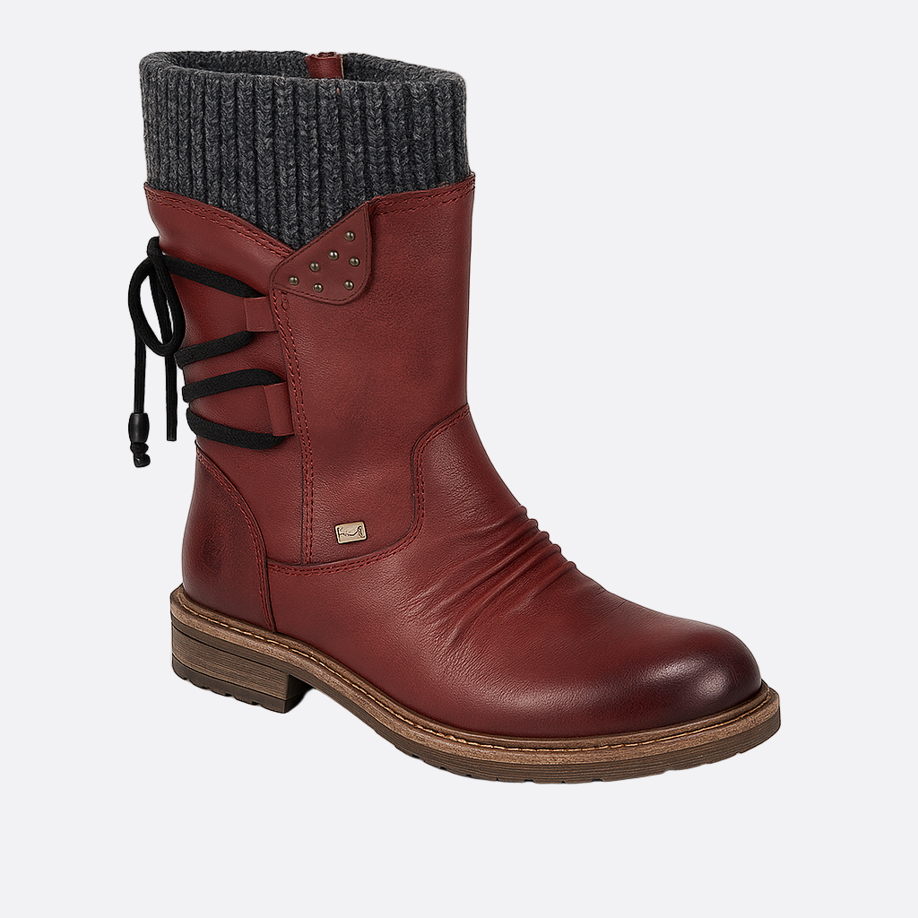 Femmes - Bottines d'hiver avec laçage - Cuir - Chaudes et élégantes - Parfaites pour les journées froides