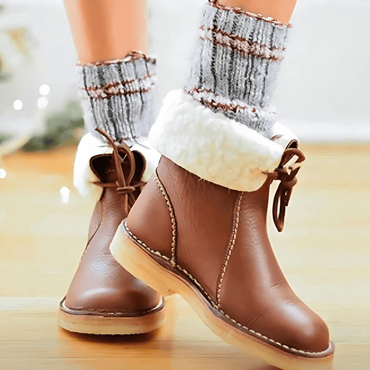 Femmes - Bottines doublées de shearling - Manchette pliable