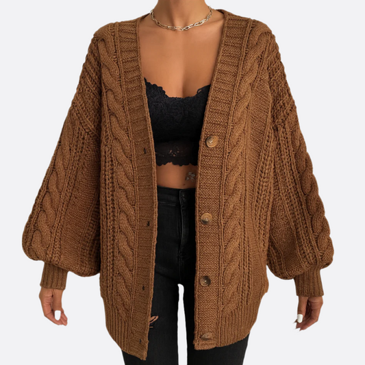 Femmes - Cardigan - Maille torsadée - Tricot Doux et Confortable - Mode Automne/Hiver